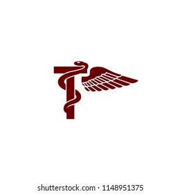 Letter T snake medical logo sign design