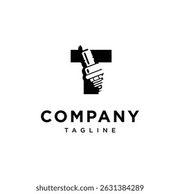 Letter T Spark Plug Logo Icon Vector