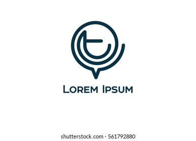 Letter T speech bubble logo icon design template elements