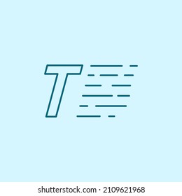 letter T Speed Logo Design Element. line art logo in blue background.