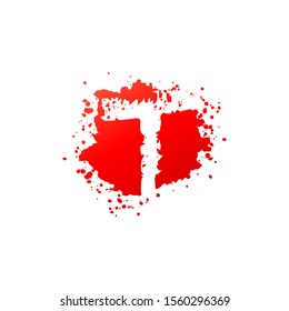 Letter T  Splatter logo icon.  Abstract Design concept red blood splash  with hidden letter T logo icon for initial, company identity and more brands.