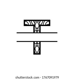 Letter T Split monogram mandala vector design template illustration