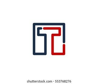 Letter T Square Line Logo Design Element