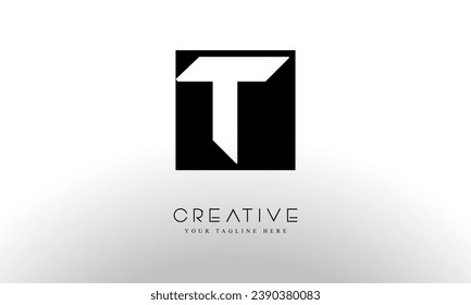Letter T square logo design template sign