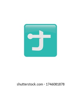 Letter T square mobile apps icon button style technology logo design vector
