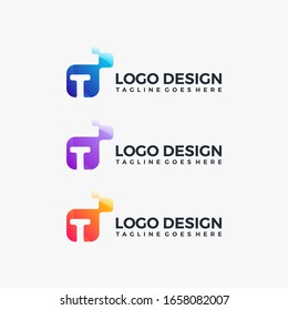 letter t square pixel technology business vector design