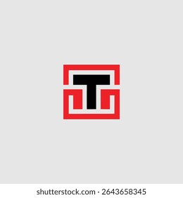 letter T square rectangle business company logo vector illustration template design