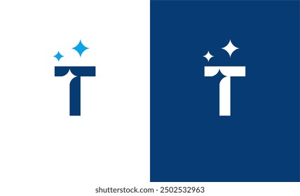 Letter T star or T cleaning or T shining logo concept vector icon