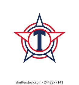 Letra T Star Logo Design. Patriotic T Logo concept dentro de Star