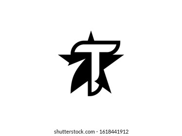 Letter T Star Minimalist Logo