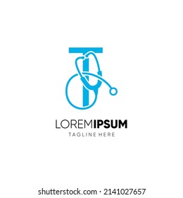 Letter T Stethoscope Logo Design Vector Icon Graphic Emblem Illustration 