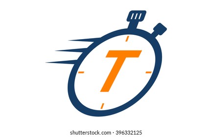 Letter T Stopwatch Logo