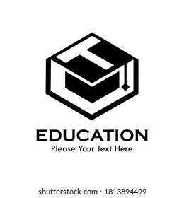 Letter t with student hat. suitable for university, school, education, student, web, brand, symbol, college,graduate,literature, course, identity, etc