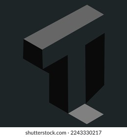 letter t style 2 d suitable for name initial identity