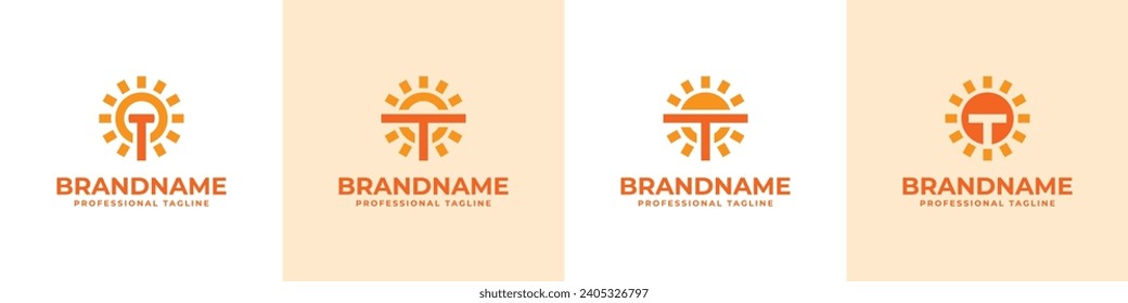 Letter T Sun Logo Set, suitable for business related to solar with T initial