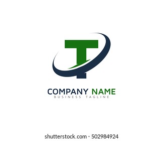 Letter T Swoosh Ring Round Logo Design Template