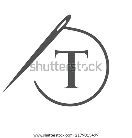 Letter T Tailor Logo, Needle and Thread Logotype for Garment, Embroider, Textile, Fashion, Cloth, Fabric