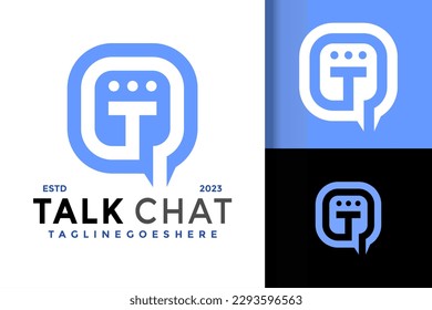 Letter T Talk Chat Logo vector icon illustration