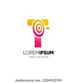 Letter T Target Initial Logo Design Vector Icon Graphic Emblem Illustration