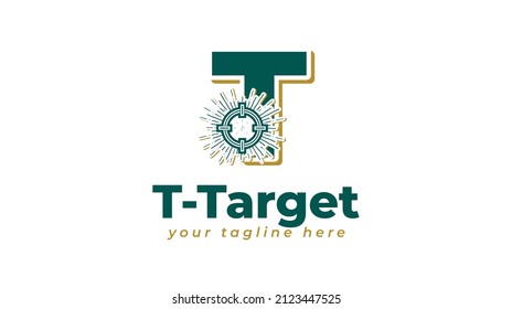Letter t and target logo design. vector