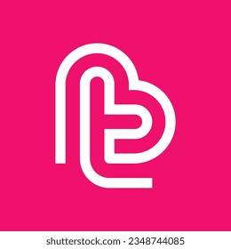 Letter T or TB BT heart logo design