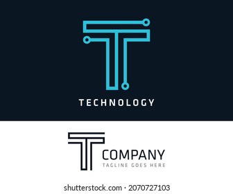 Diseño del logotipo tecnológico de la carta T. Logo del vector 