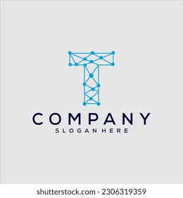 Plantilla de vectores de diseño de logotipo técnico de carta T