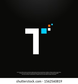 Letter T Tech Logo icon monogram design. Vector graphic design template element. black background.