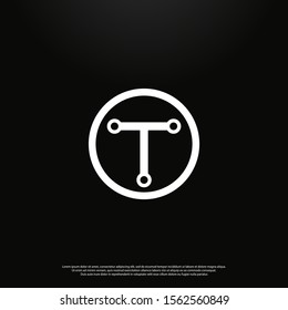 Letter T tech Logo icon monogram design. Vector graphic design template element. black background.
