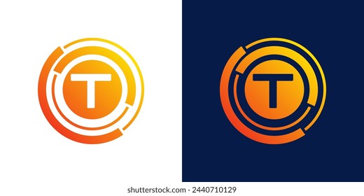 letter T technology logo, Abstract technology Circle Icon , logo design Media, data, digital connection vector Template