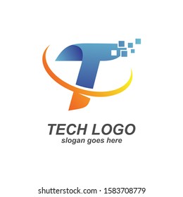 Letter T Technology Logo Design