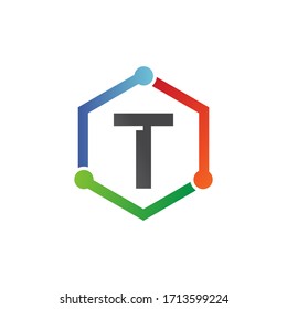 Letter t technology logo design