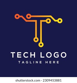 Letter T Technology logo design, technology logo design.