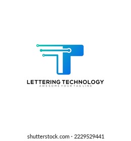 Gradiente del logotipo de la tecnología de la letra T moderno.