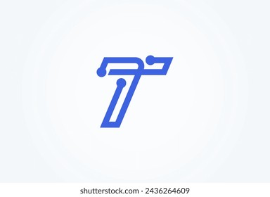 Letter T Technology Logo, letter T with tech style logo design inspiration, Flat Vector Logo Design, vector illustration