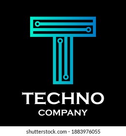 Letter t technology logo template illustration. suitable for computer, website, and your business