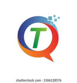 Letter T Technology Talk Logo Design