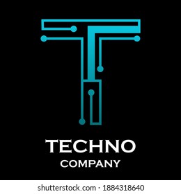 Letter t technology vector logo template. Suitable for technology, digital, web, link, internet, media etc