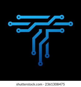 Letter T Technology vector logo, clean, premium