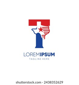 Letter T Texas Map Logo Design Symbol Vector Icon Graphic Emblem Illustration