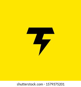 Letter T Thunder electric lightning logo icon template vector illustration