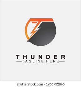 Letra T Thunder diseño de ilustración vectorial del logotipo de relámpago eléctrico.Logotipo de letra Flash T, vector de logotipo de perno eléctrico