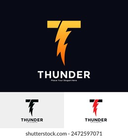 Letter T Thunder Logo vector design. Suitable for business, initial Lightning Bolt, corporate, technology, and poster illustration symbol