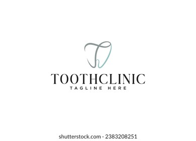 letter T tooth modern logo design for dental clinic