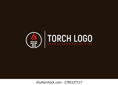 Letter T Torch fire logo  design vector template