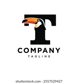 Letter T Toucan Logo Icon Vector