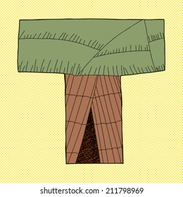 Letter T as traditional Native American wigwam dwelling