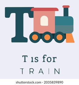 vector del alfabeto de la letra t del tren
