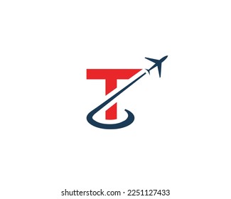 Letter T Transport Travel Company Logo Design And Airline Business Travel Modern Vector Concept.