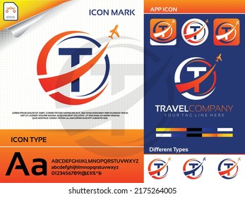 Letter t travel logo Premium Vector